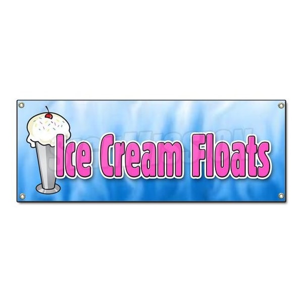 Signmission ICE CREAM FLOATS BANNER SIGN cones sundae soda banana split homemade creamy B-Ice Cream Floats - main